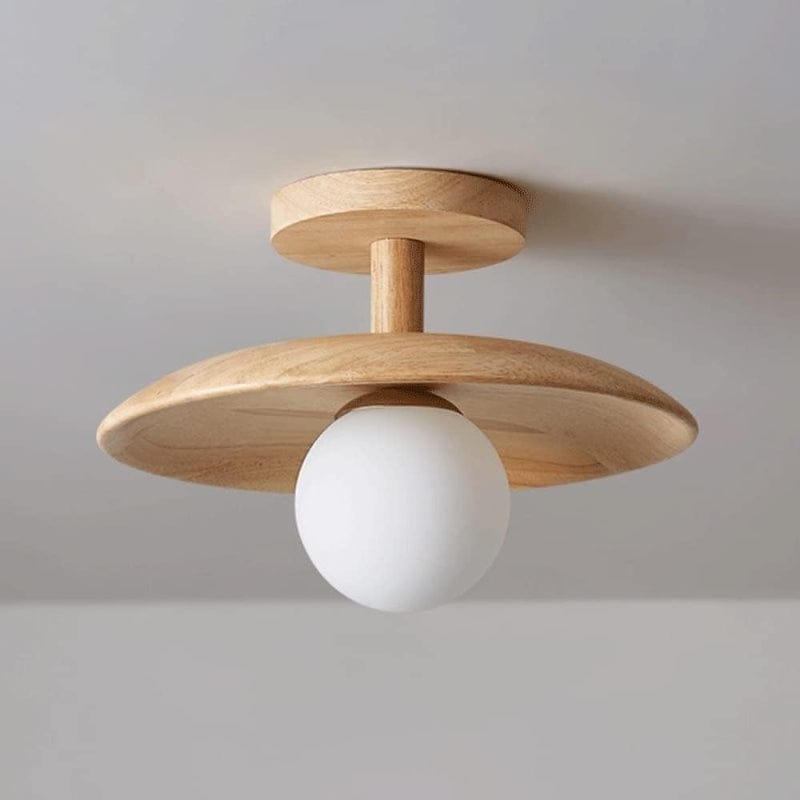 LumaSphere™ glazen plafondlamp met houten accent – productafbeelding 8