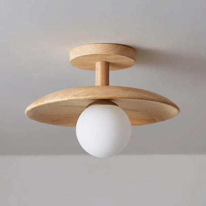 LumaSphere™ glazen plafondlamp met houten accent – productafbeelding 8