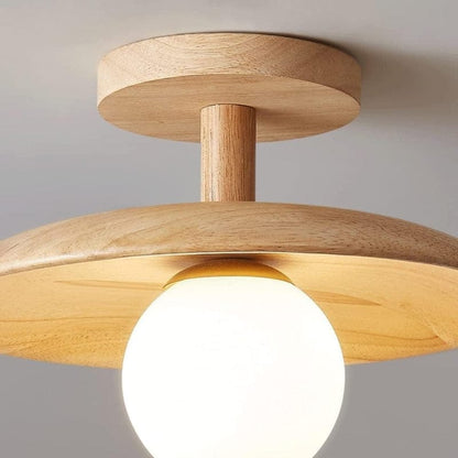 LumaSphere™ glazen plafondlamp met houten accent – productafbeelding 9