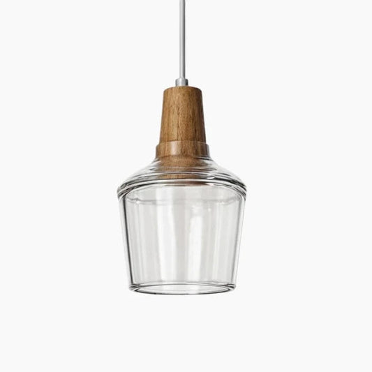 LumiCraft™ vintage kroonluchter van hout en glas – productafbeelding 1