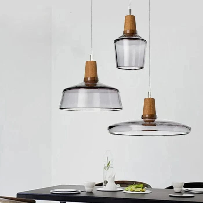 LumiCraft™ vintage kroonluchter van hout en glas – productafbeelding 2