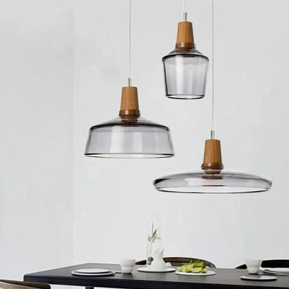 LumiCraft™ vintage kroonluchter van hout en glas – productafbeelding 2