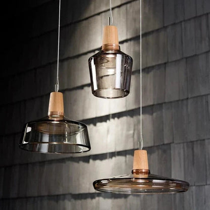 LumiCraft™ vintage kroonluchter van hout en glas – productafbeelding 4
