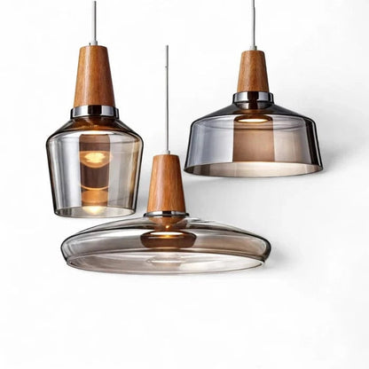 LumiCraft™ vintage kroonluchter van hout en glas – productafbeelding 6