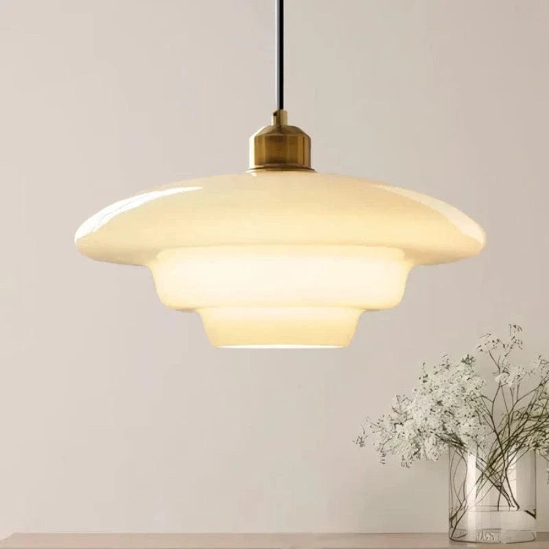 LuxeGlow™ retro hanglamp van opaalglas – Art Deco – productafbeelding 1