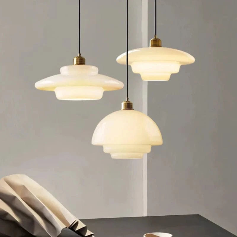 LuxeGlow™ retro hanglamp van opaalglas – Art Deco – productafbeelding 2
