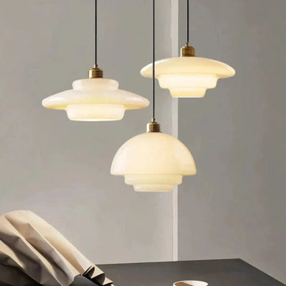 LuxeGlow™ retro hanglamp van opaalglas – Art Deco – productafbeelding 2