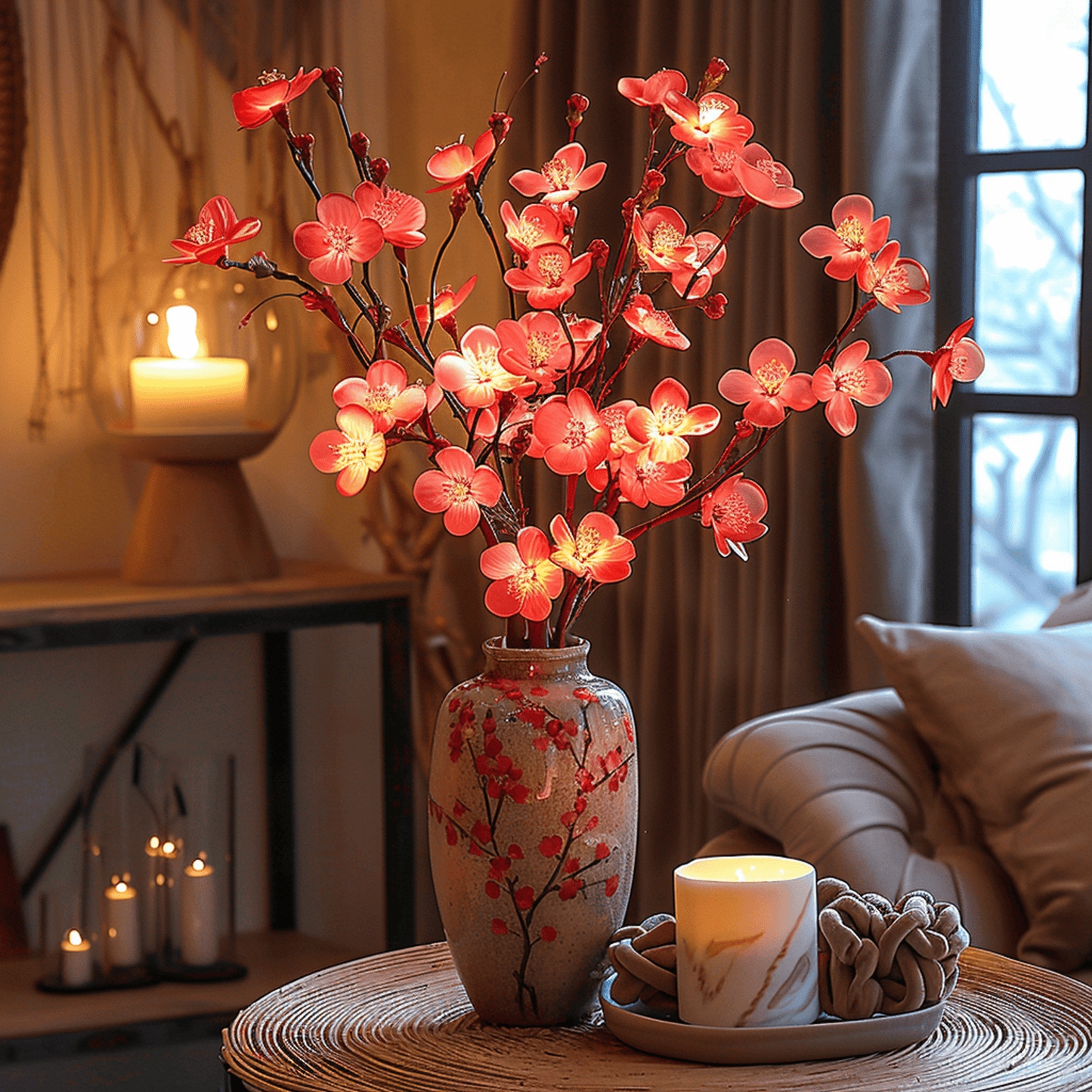 LumiGlow™ LED-lichtsnoer met olijftak- of bloesemontwerp – productafbeelding 3