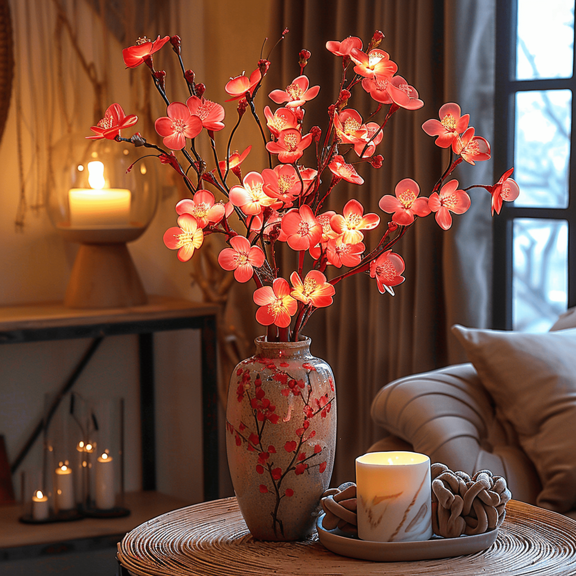 LumiGlow™ LED-lichtsnoer met olijftak- of bloesemontwerp – productafbeelding 3