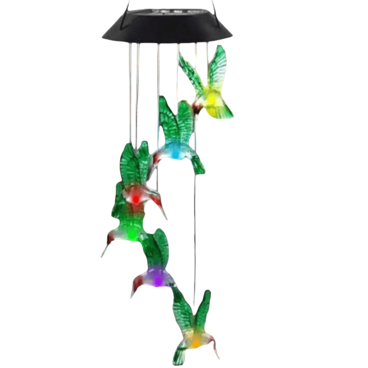 LumiHaven™ solar windgong met kolibries en LED-licht – productafbeelding 2