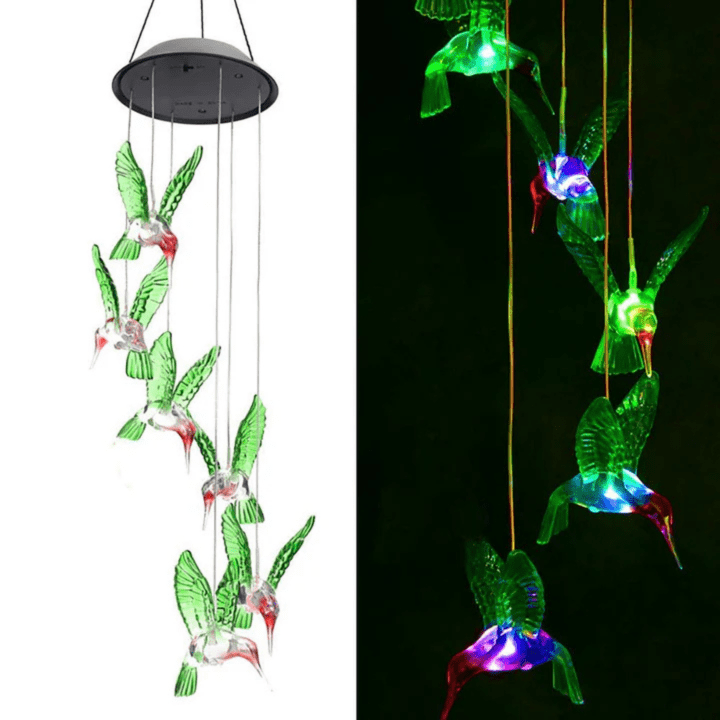 LumiHaven™ solar windgong met kolibries en LED-licht – productafbeelding 4