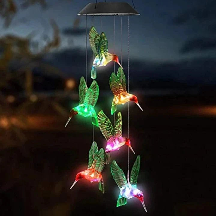 LumiHaven™ solar windgong met kolibries en LED-licht – productafbeelding 6