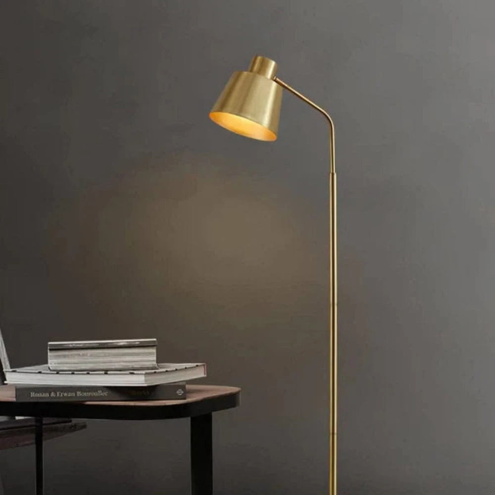 BrassGlow™ gouden retro vloerlamp van messing – afbeelding 4