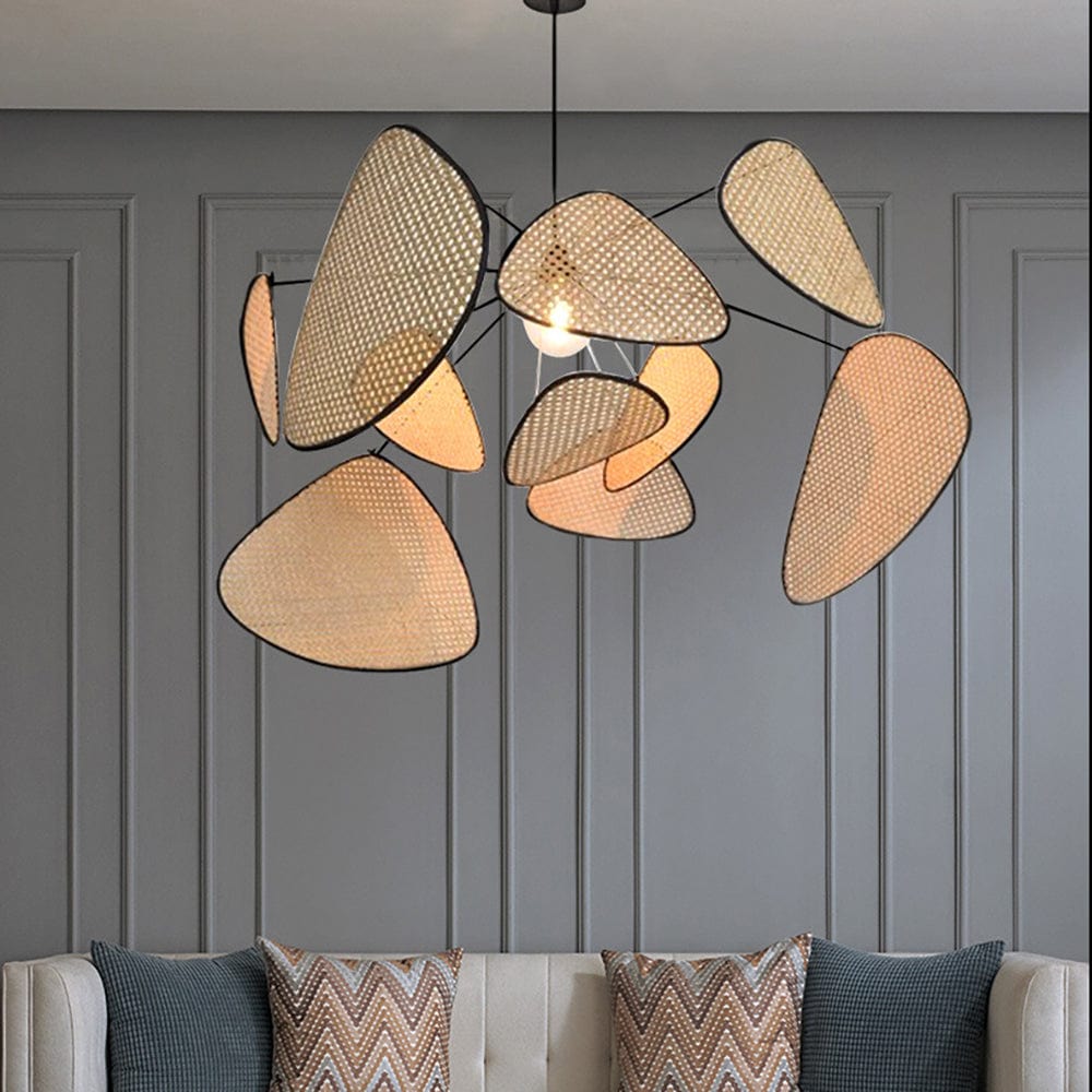 LuxeCane™ handgevlochten rotan hanglamp in art-decostijl – productafbeelding 1