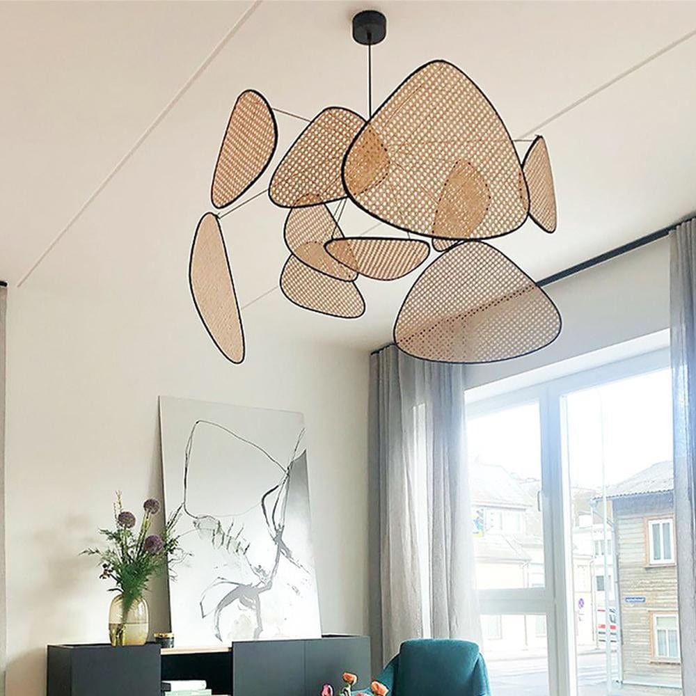 LuxeCane™ handgevlochten rotan hanglamp in art-decostijl – productafbeelding 6