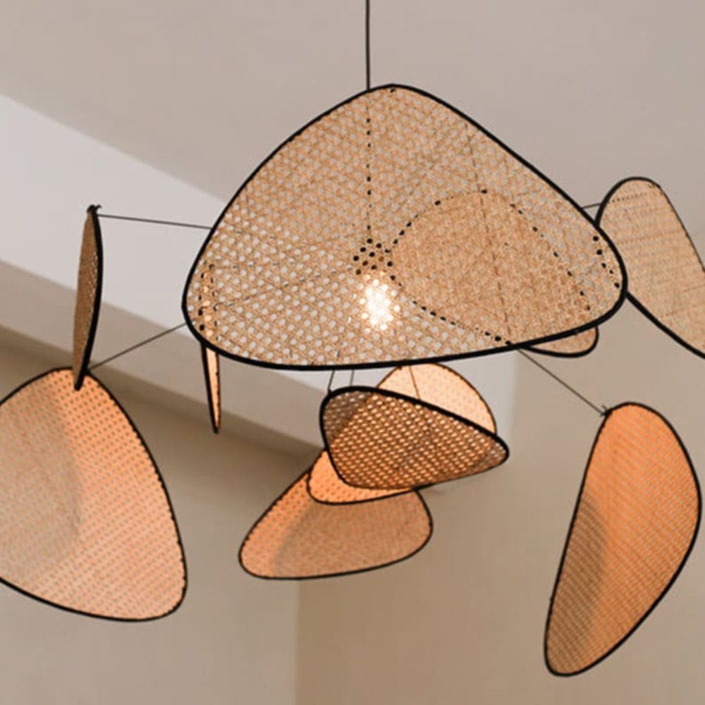 LuxeCane™ handgevlochten rotan hanglamp in art-decostijl – productafbeelding 7