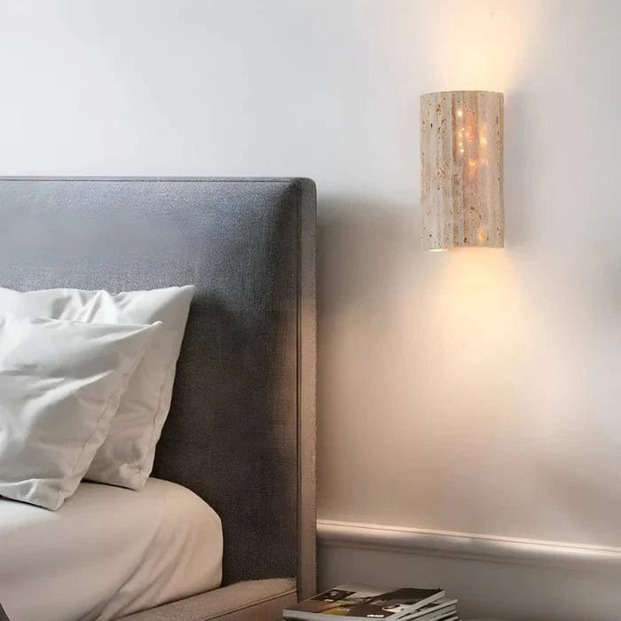 LuxeStone™ moderne travertin wandlamp met LED – productafbeelding 2