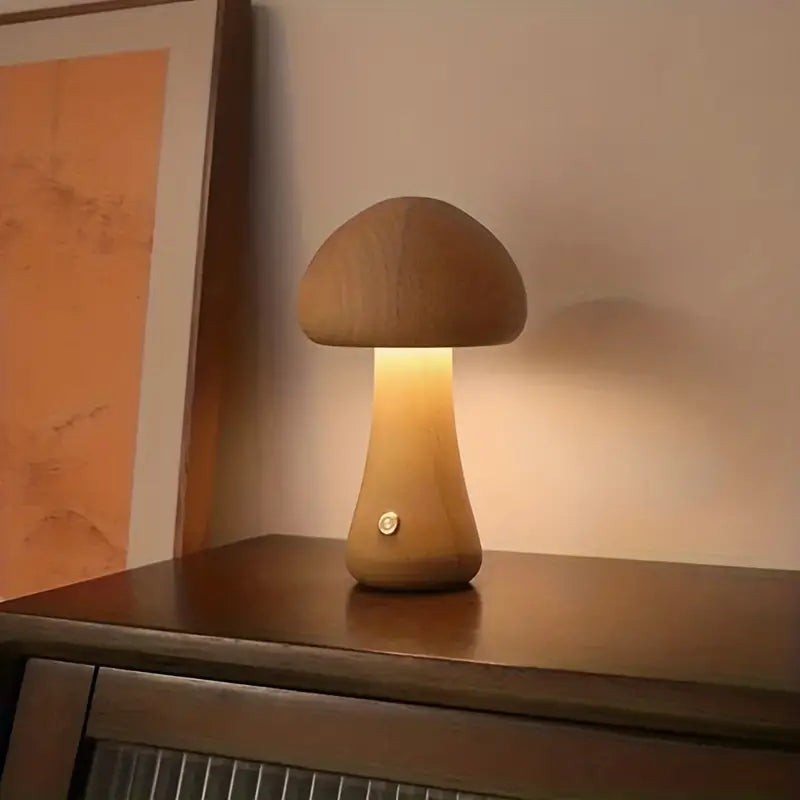 Mushglow™ draadloze houten paddenstoellamp met USB – productafbeelding 5