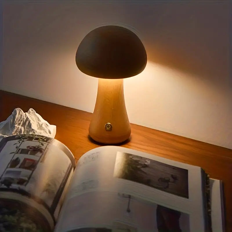 Mushglow™ draadloze houten paddenstoellamp met USB – productafbeelding 7
