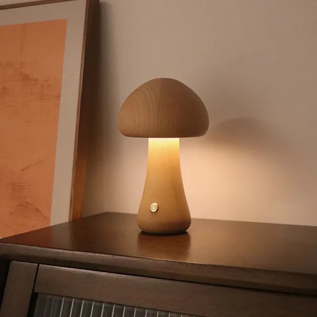 Mushglow™ draadloze houten paddenstoellamp met USB – productafbeelding 8