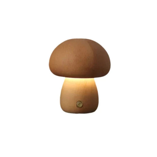MushroomGlow™ dimbare houten paddenstoellamp met touch – productafbeelding 1