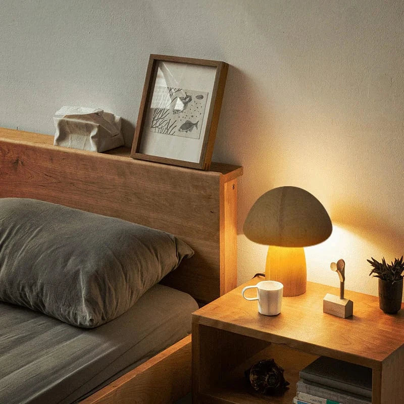 MushroomGlow™ dimbare houten paddenstoellamp met touch – productafbeelding 5