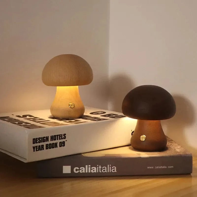 MushroomGlow™ dimbare houten paddenstoellamp met touch – productafbeelding 6