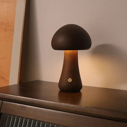 MushroomGlow™ draadloze houten paddenstoellamp met touch – productafbeelding 2