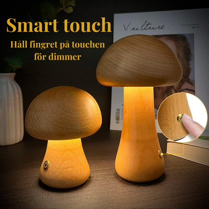 MushroomGlow™ draadloze houten paddenstoellamp met touch – productafbeelding 7