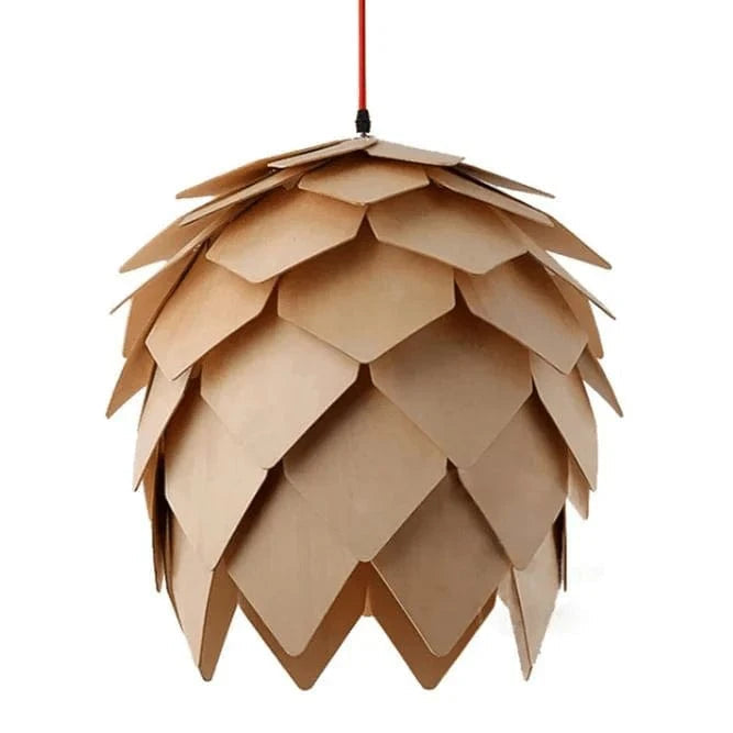 NatureLuxe™ eikenhouten hanglamp in dennenappelvorm – productafbeelding 1