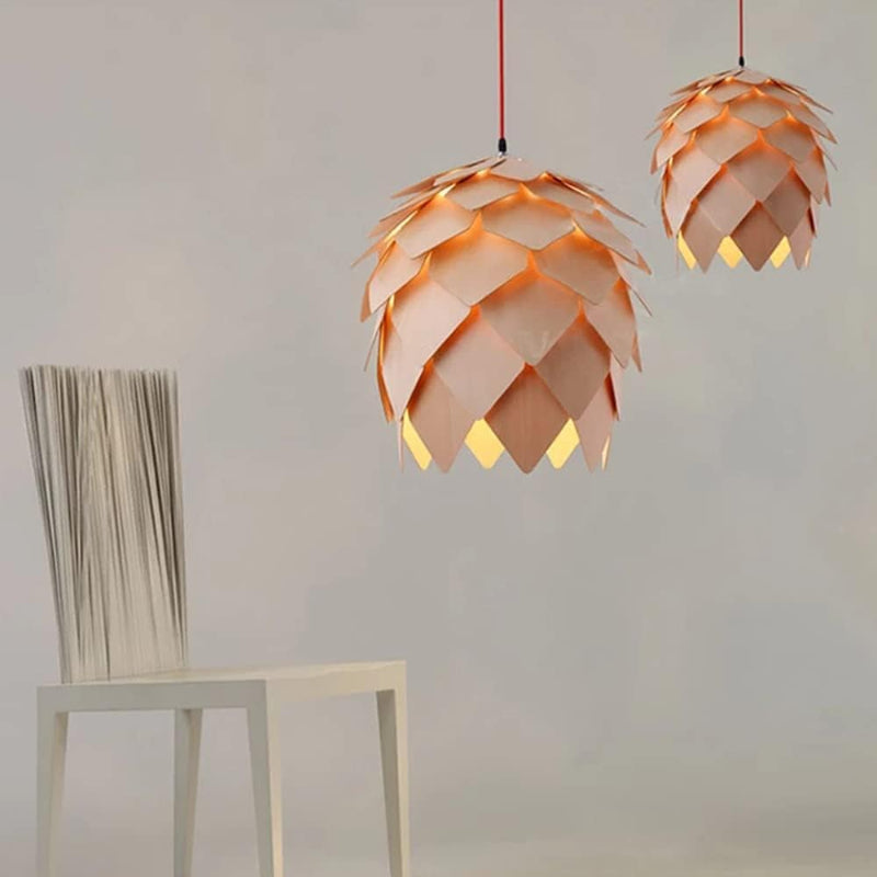 NatureLuxe™ eikenhouten hanglamp in dennenappelvorm – productafbeelding 6