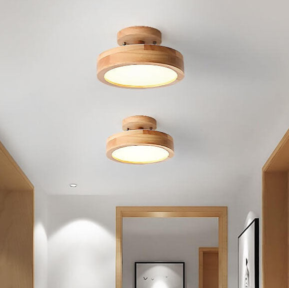Nordic Log™ ronde LED-plafondlamp van hout en metaal – productafbeelding 4