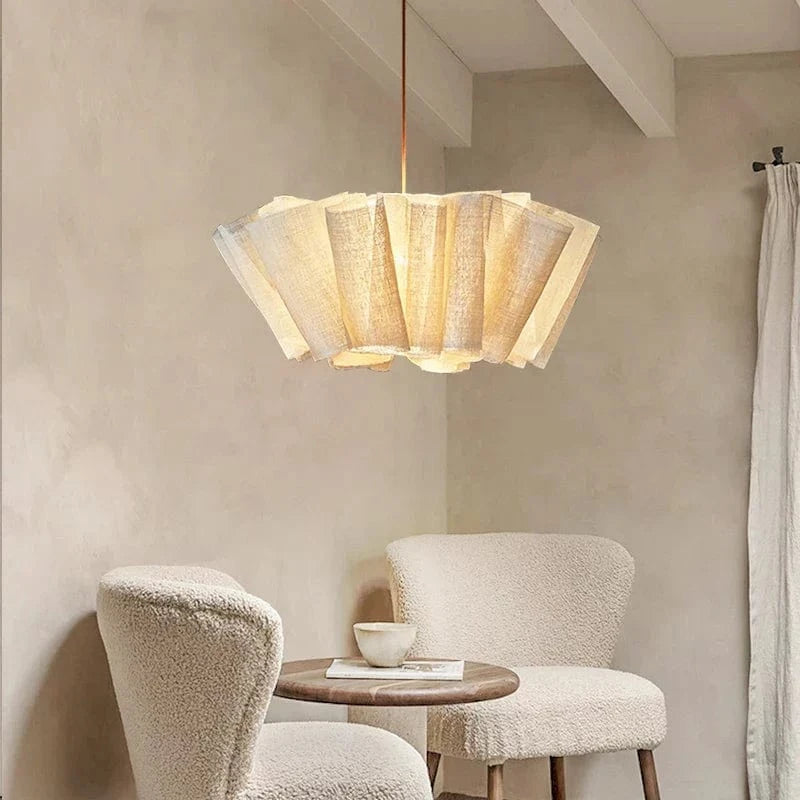 SerenLuxe™ Wabi-Sabi linnen hanglamp met plissékap – productafbeelding 3