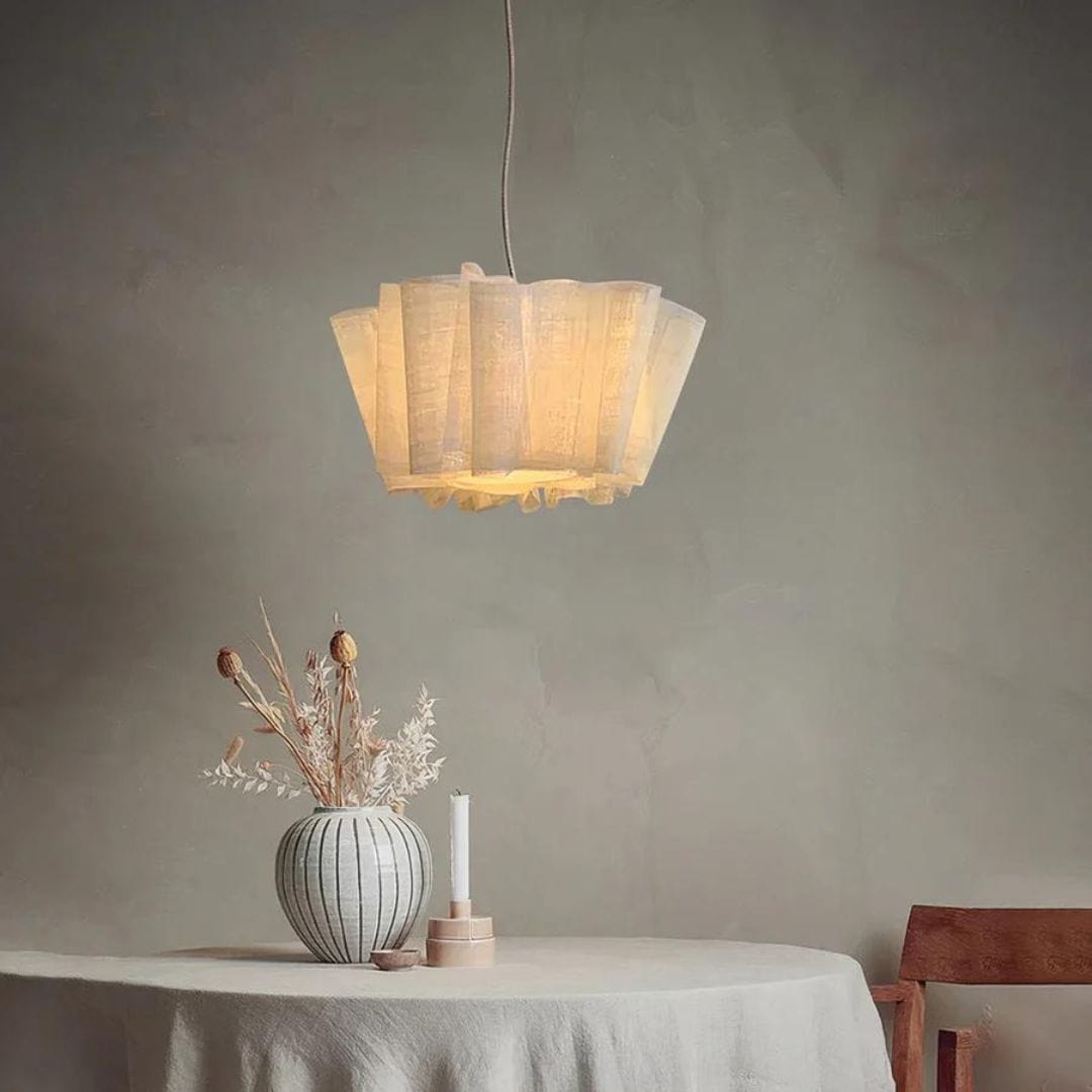 SerenLuxe™ Wabi-Sabi linnen hanglamp met plissékap – productafbeelding 4