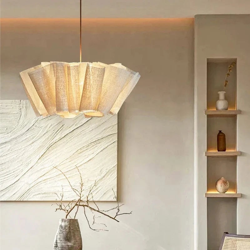 SerenLuxe™ Wabi-Sabi linnen hanglamp met plissékap – productafbeelding 6