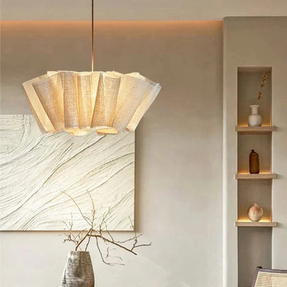 SerenLuxe™ Wabi-Sabi linnen hanglamp met plissékap – productafbeelding 6
