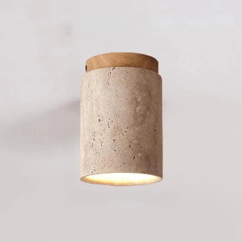 SereneGlow™ plafondlamp van travertin en massief hout – productafbeelding 11