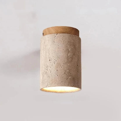 SereneGlow™ plafondlamp van travertin en massief hout – productafbeelding 11