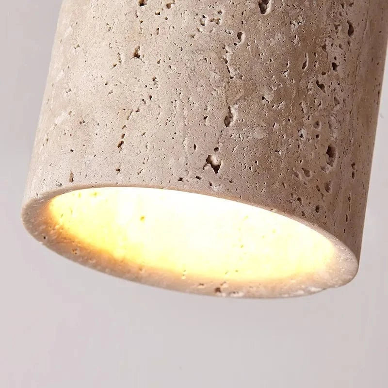 SereneGlow™ plafondlamp van travertin en massief hout – productafbeelding 5