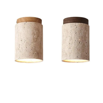 SereneGlow™ plafondlamp van travertin en massief hout – productafbeelding 7