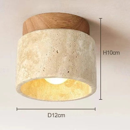 SereneGlow™ plafondlamp van travertin en massief hout – productafbeelding 9