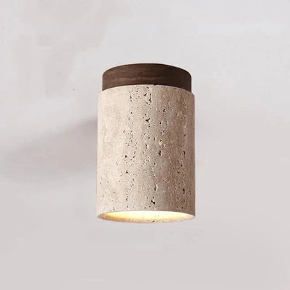 SereneGlow™ plafondlamp van travertin en massief hout – productafbeelding 10