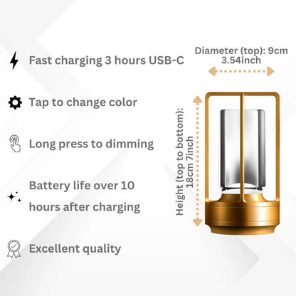 LumiNest™ draadloze aluminium tafellamp met dimbare LED – productafbeelding 4