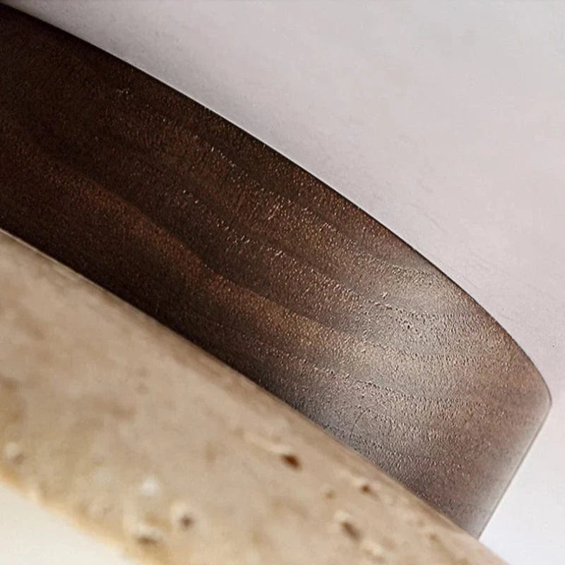 TranquilGlow™ ronde plafondlamp van travertin en hout – productafbeelding 7