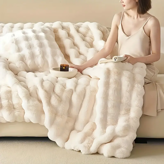 WaffleCloud™ dik plaid van imitatiekonijnenbont – productafbeelding 1