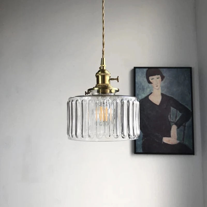 ZenGlow™ Japandi glazen hanglamp met messing details – productafbeelding 1