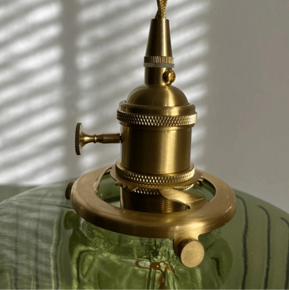 ZenGlow™ Japandi glazen hanglamp met messing details – productafbeelding 6