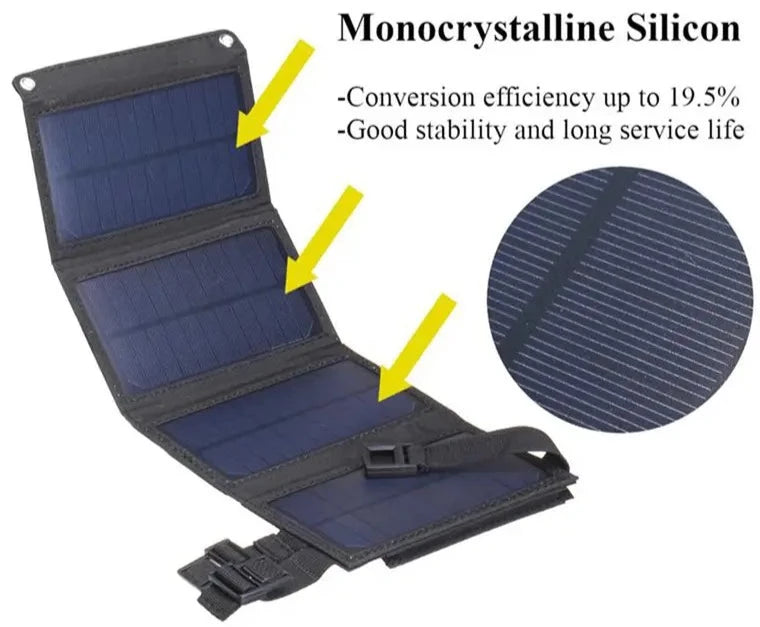 MANIKO™ waterbestendige opvouwbare solar telefoonlader – productafbeelding 7