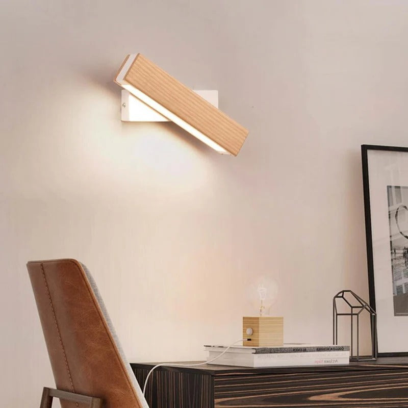 BrightGlow™ verstelbare houten LED wandlamp – afbeelding 2